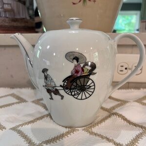 Arita Tea Pot Pattern name Rikisha Made in Japan Vintage